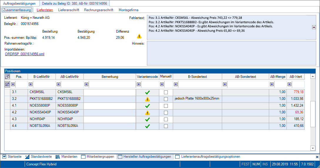 Modul Elektronische Auftragsbestätigung für Concept Office