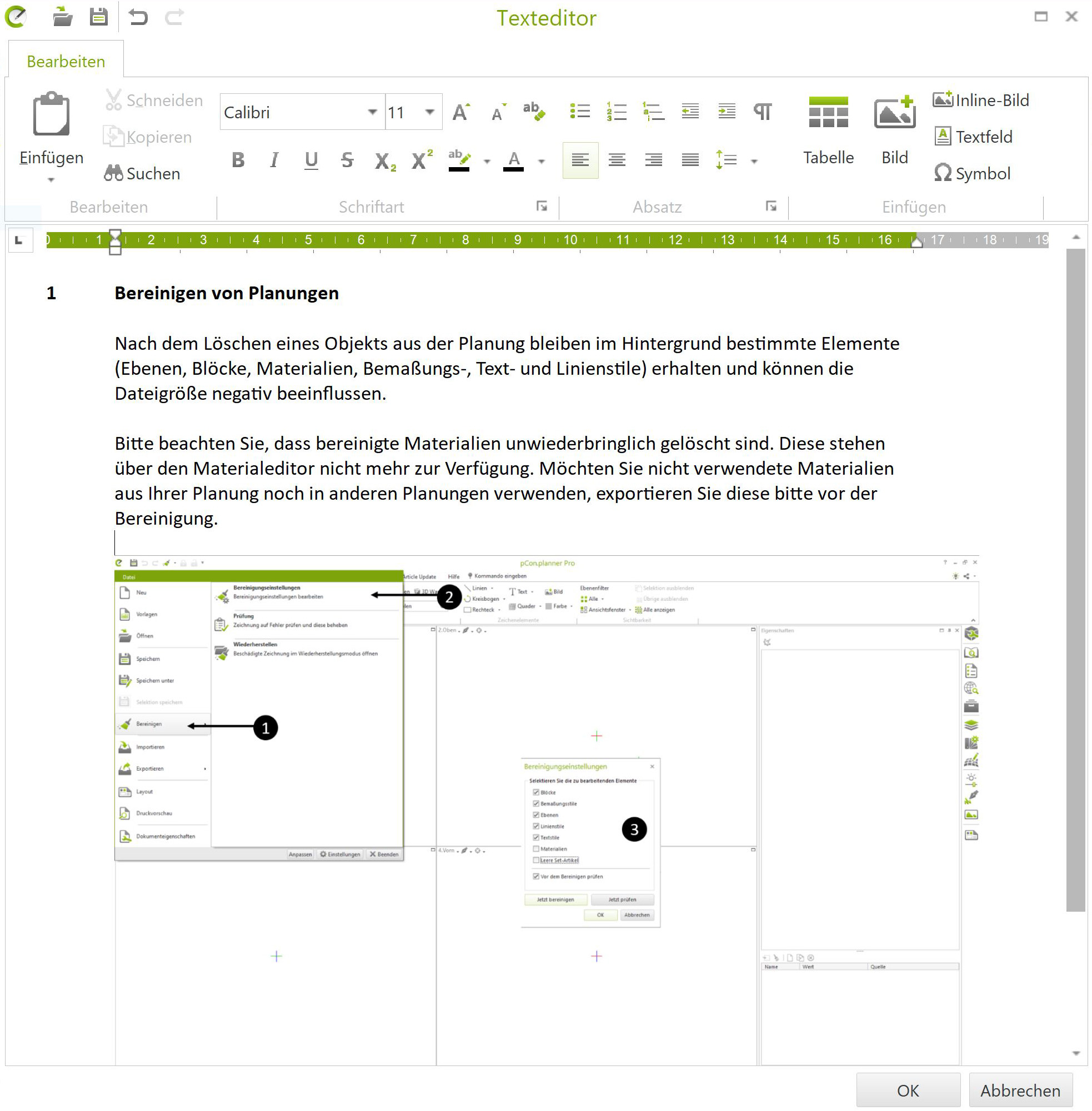 pCon.planner 8.3 - Texteditor